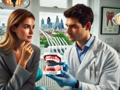 cosmetic dentist in london, discussing veneer options