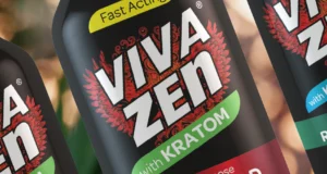 VivaZen herbal supplement bottles with kratom and kava